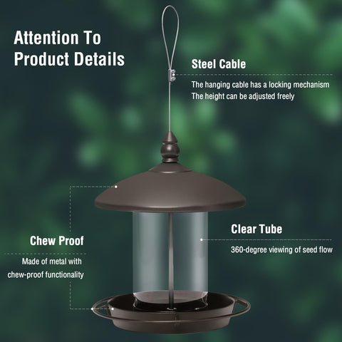 Youvip Bird Feeder 360-degree perch allows multiple birds to feed.