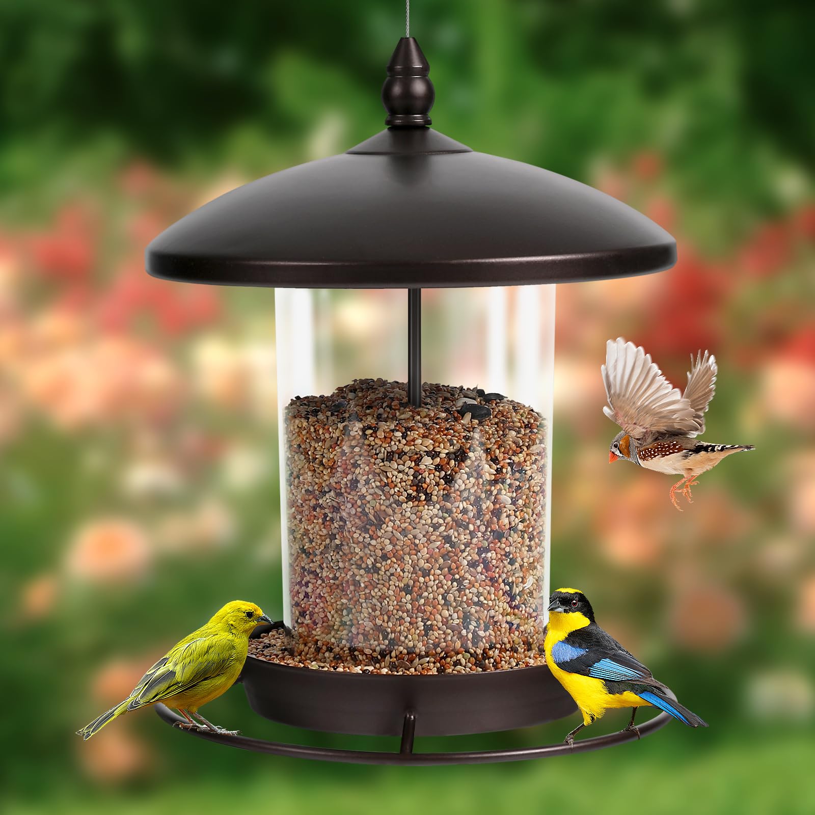 Youvip brown finish outdoor feeder blends with yards