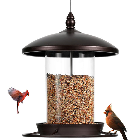 Youvip metal bird feeder outdoors with 360° perch for multi-bird feeding