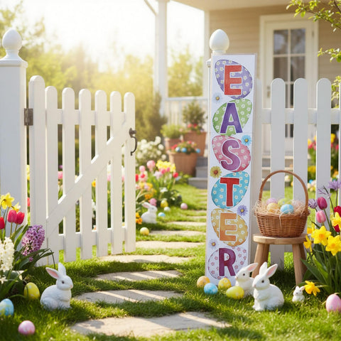 Youyole Easter decor sign hanging wood wall for indoor or outdoor display.
