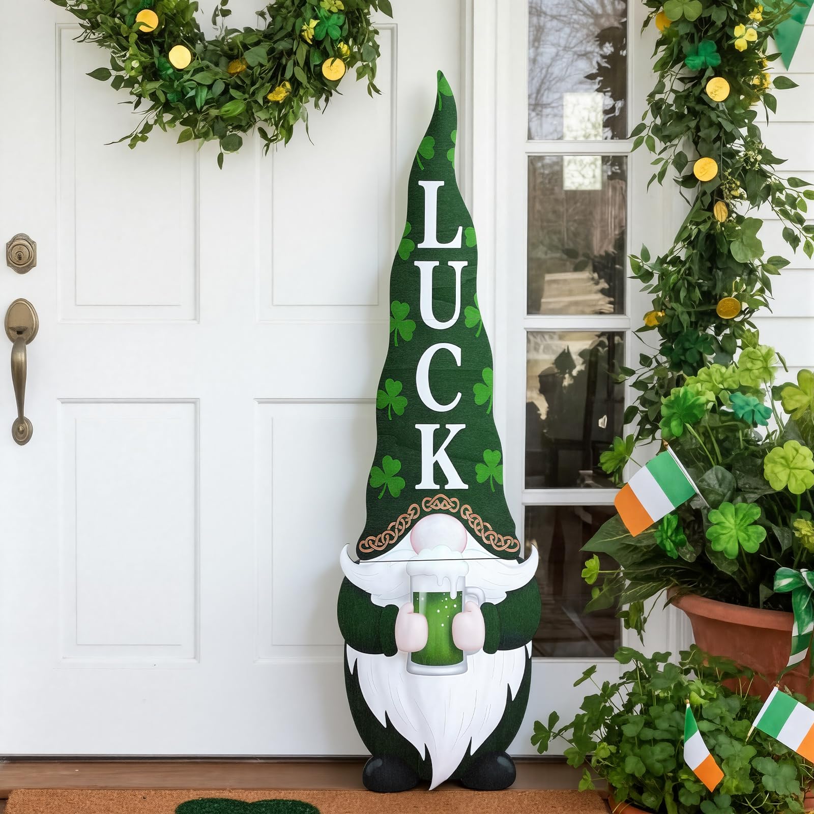 Youyole st patrick's day gnome porch sign highlighting bold curb appeal for front door