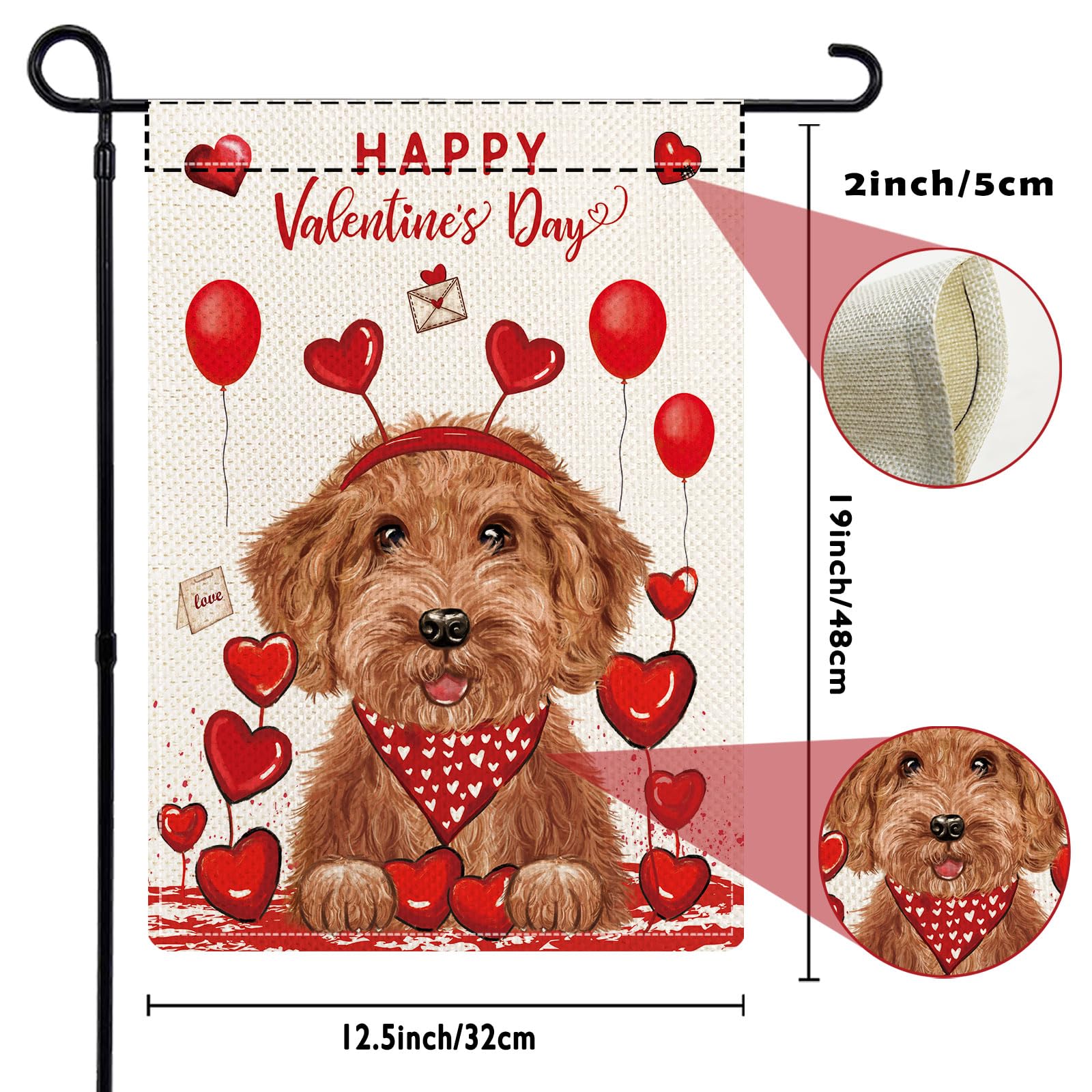 YOVOYOA Golden Doodle Easter flag brings spring cheer to garden spaces.