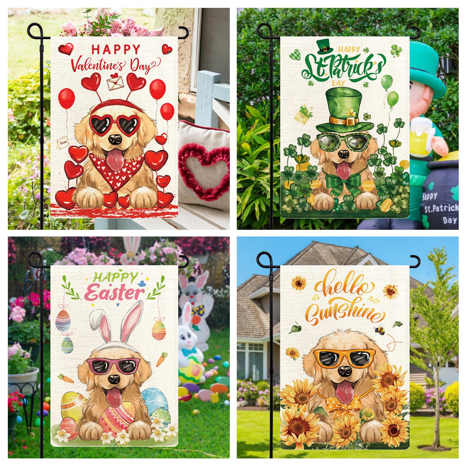 YOVOYOA Golden Retriever st-patricks flag brightening entry with festive charm