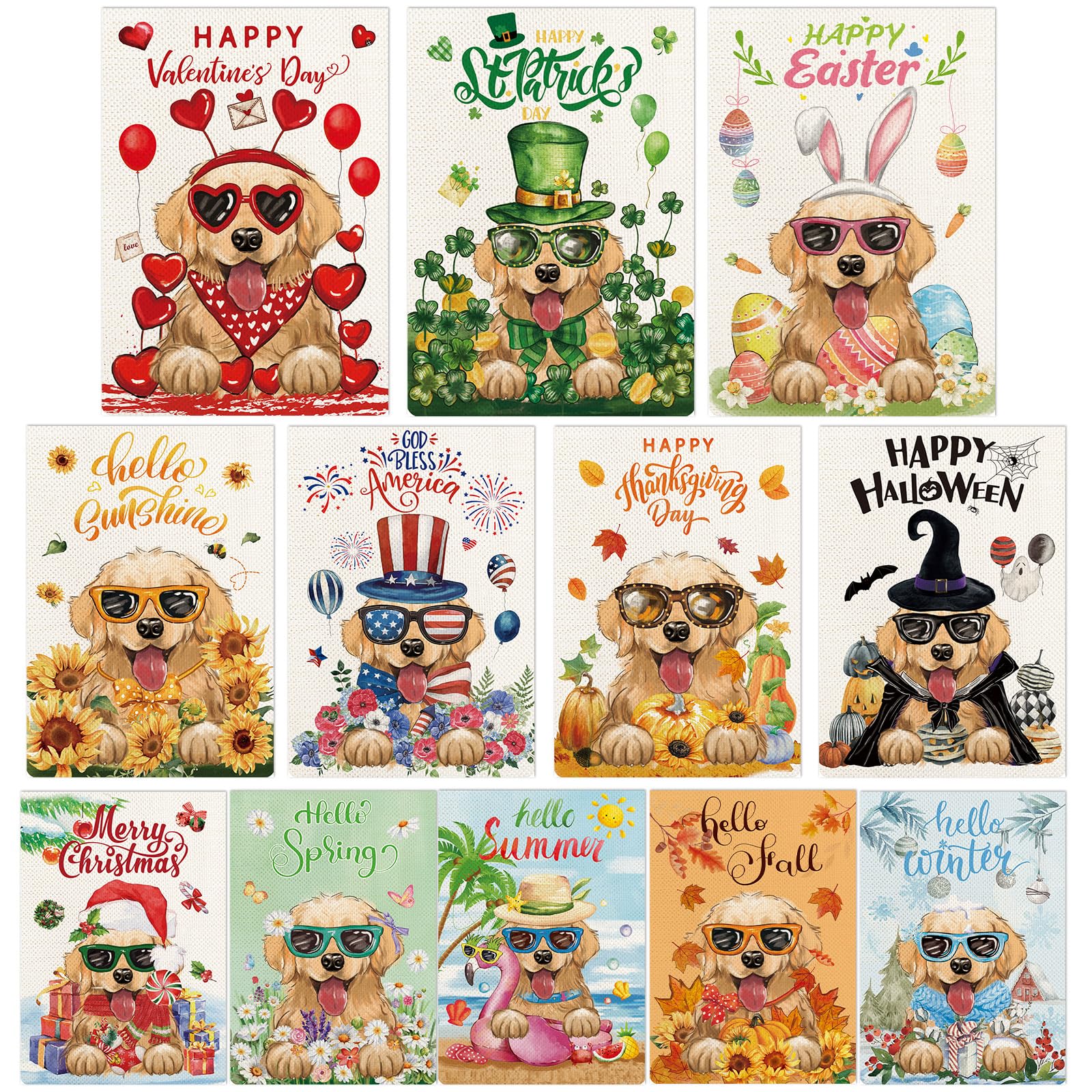 YOVOYOA Golden Retriever valentines flag to boost curb appeal and seasonal mood