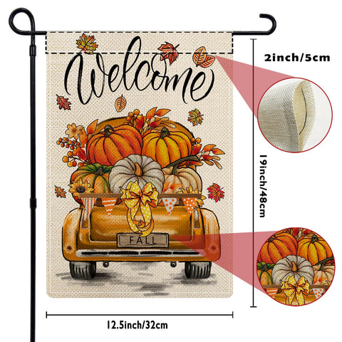 YOVOYOA rustic truck garden flag Christmas brings holiday charm to outdoor spaces