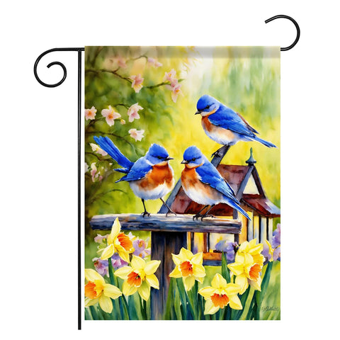 YOWANYES Spring bluebird garden flag enhances cheerful spring curb appeal in your yard.