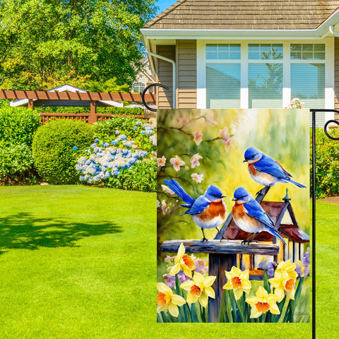 YOWANYES Summer flowers yard flag adds vibrant accent to outdoor spaces.
