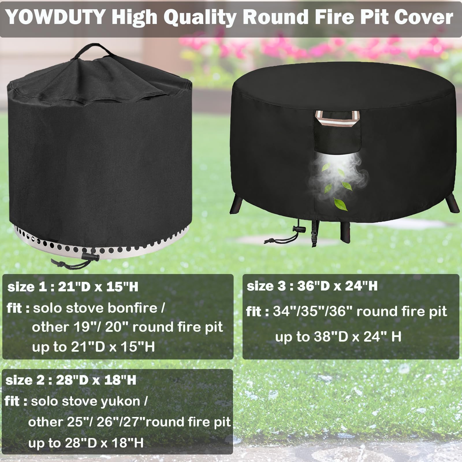 YOWDUTY compatibility for 19-20 inch round pits ensures broad use.