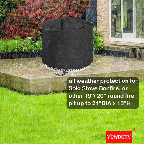 YOWDUTY round fire pit cover fits Solo Stove Bonfire 20-inch for reliable protection.