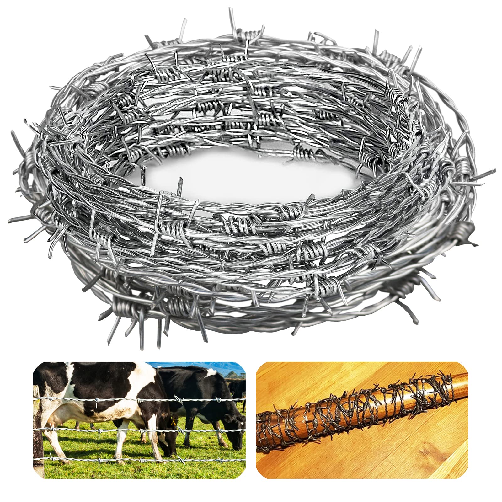 Yowlieu 4-point barb wire 20ft roll for fence protection and yard security.