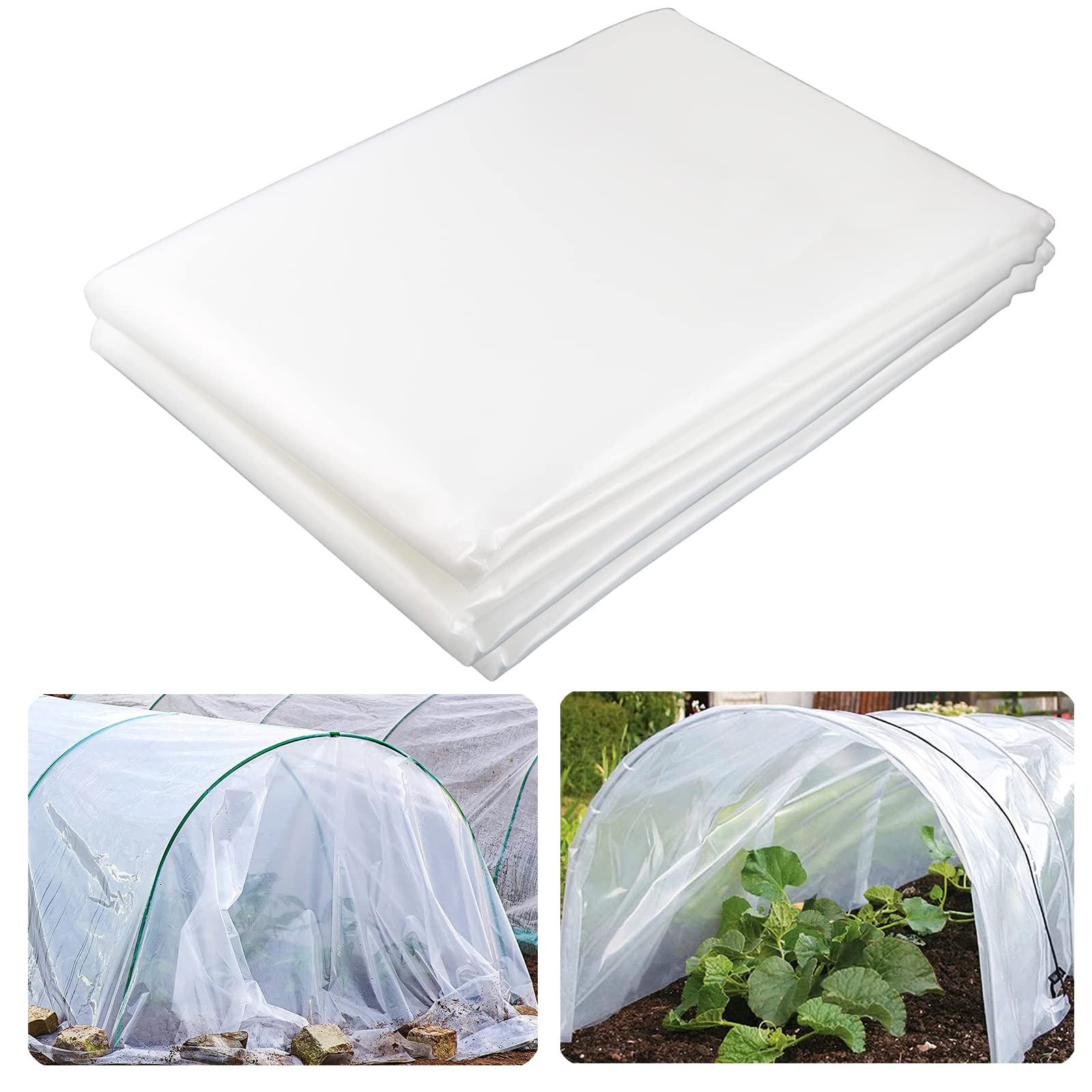 Yowlieu 6mil clear greenhouse film cover adds tear resistance and UV protection.