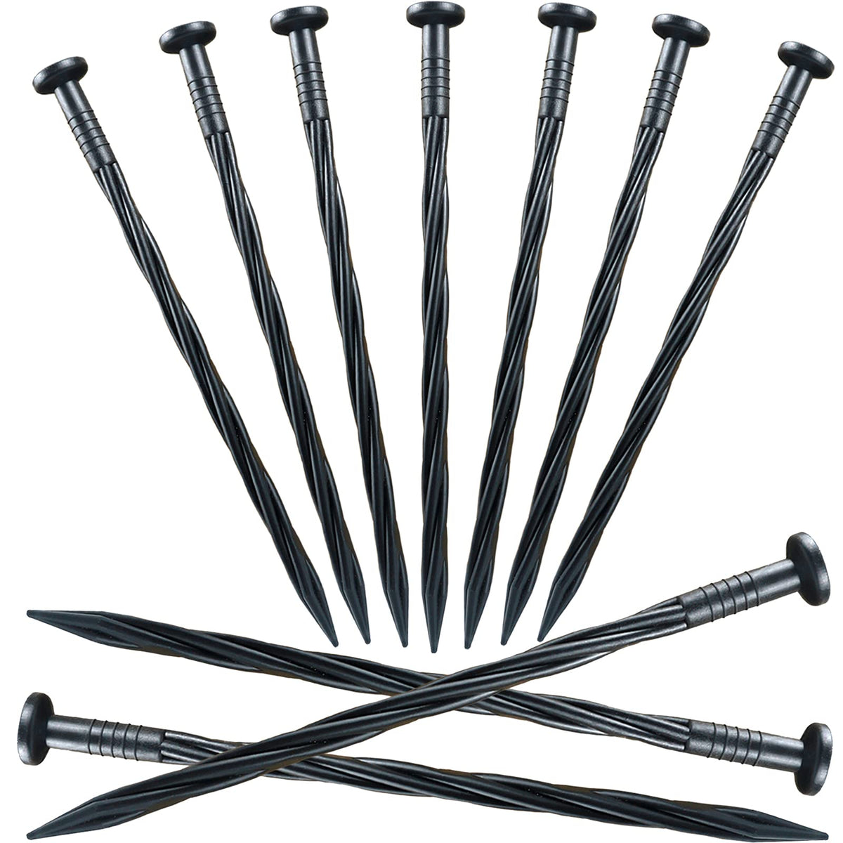 Yowlieu spiral edging stakes securing borders with strong ground grip.