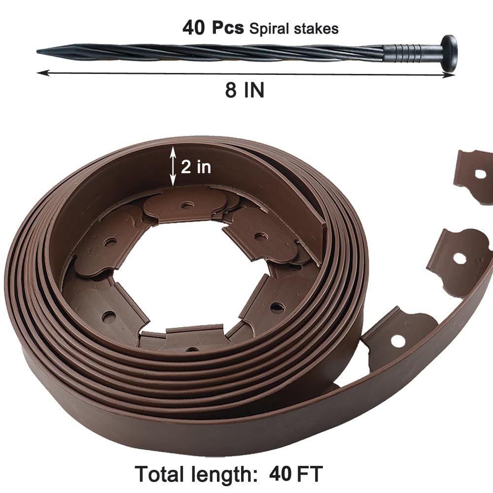 Yowlieu eight-inch spiral stakes securing edging against weather