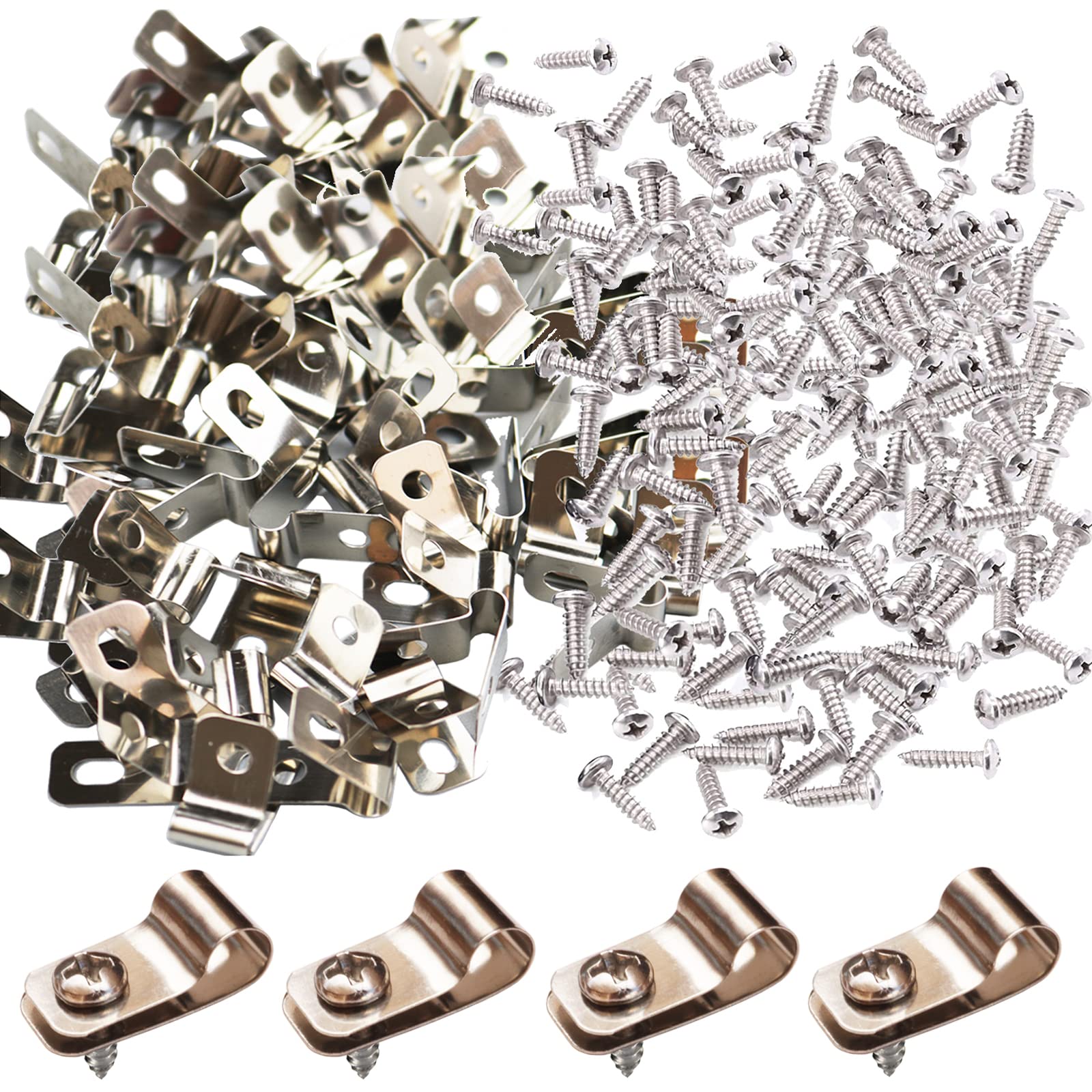 Yowlieu fence clamps package with screws for quick, secure 12-16 gauge fencing