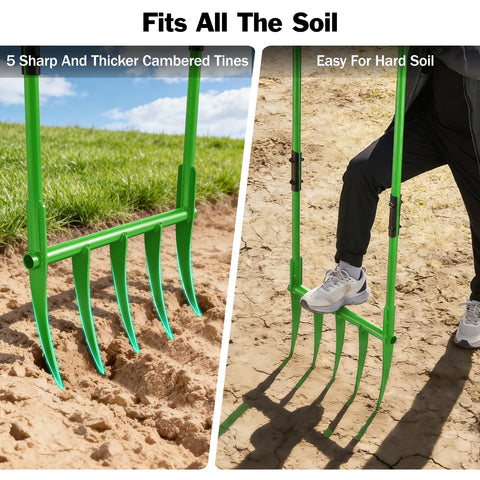 YOWPSY two-handle design provides strong leverage on tough soil.