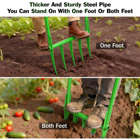 YOWPSY in-use image showing efficient soil loosening and turning.