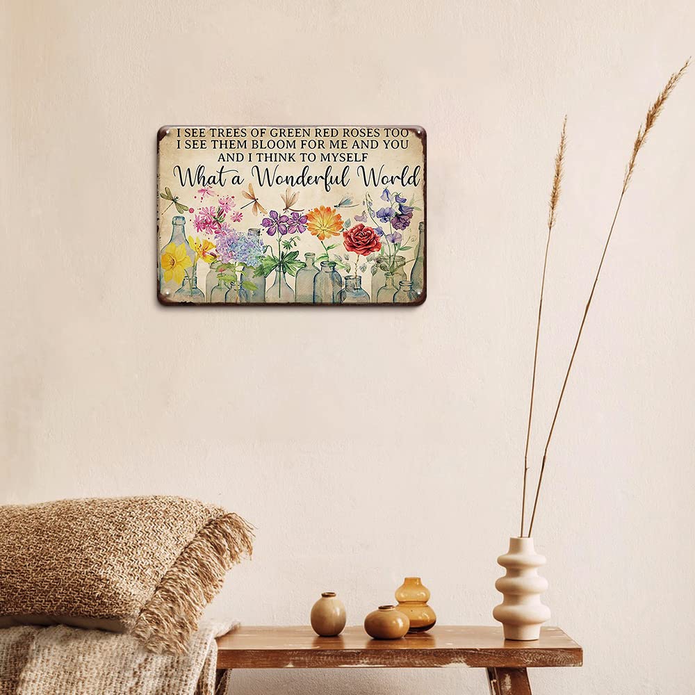 YOYI ART Dragonfly and Flowers tin sign makes a thoughtful garden gift.