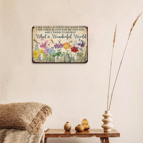 YOYI ART Dragonfly and Flowers tin sign makes a thoughtful garden gift.
