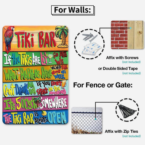 YOYI ART tiki bar decor sign designed for wall mounting with pre-drilled holes.