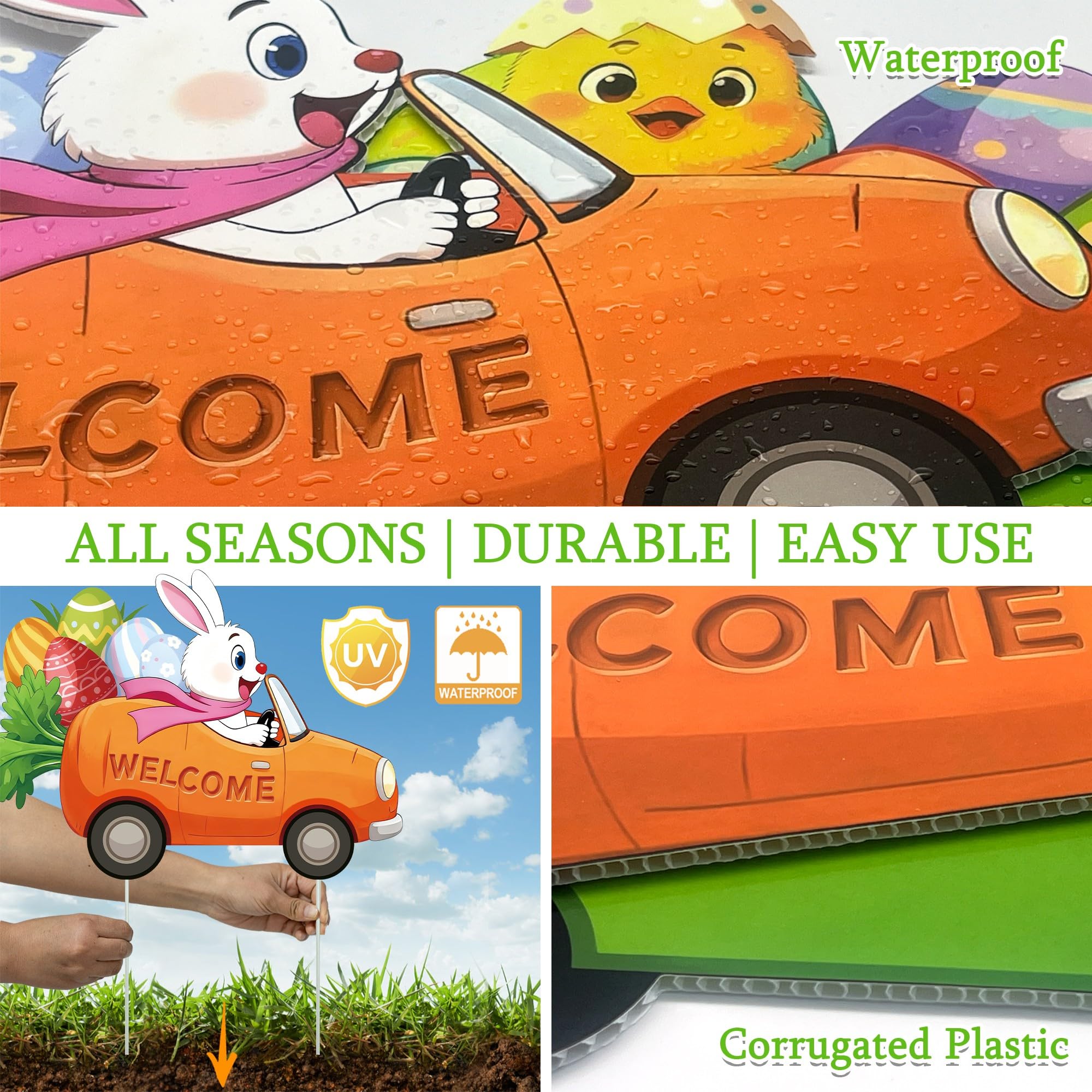 YOYOJOY Spring welcome yard sign boosts curb appeal with durable outdoor decor.