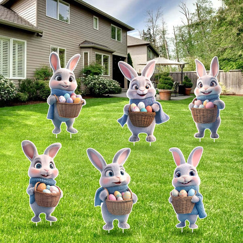 YOYNIIRE Easter Bunny sign for the front yard with stake for secure display