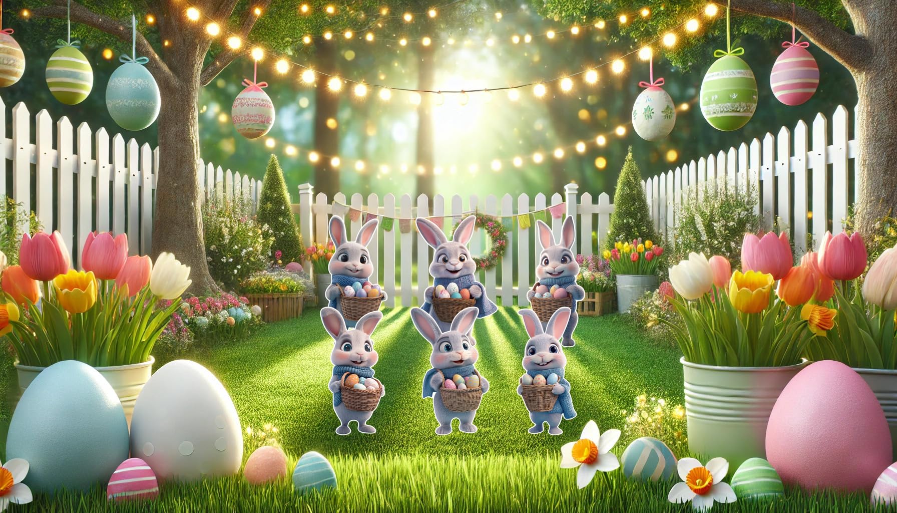 YOYNIIRE waterproof Easter Bunny sign enduring sun and rain
