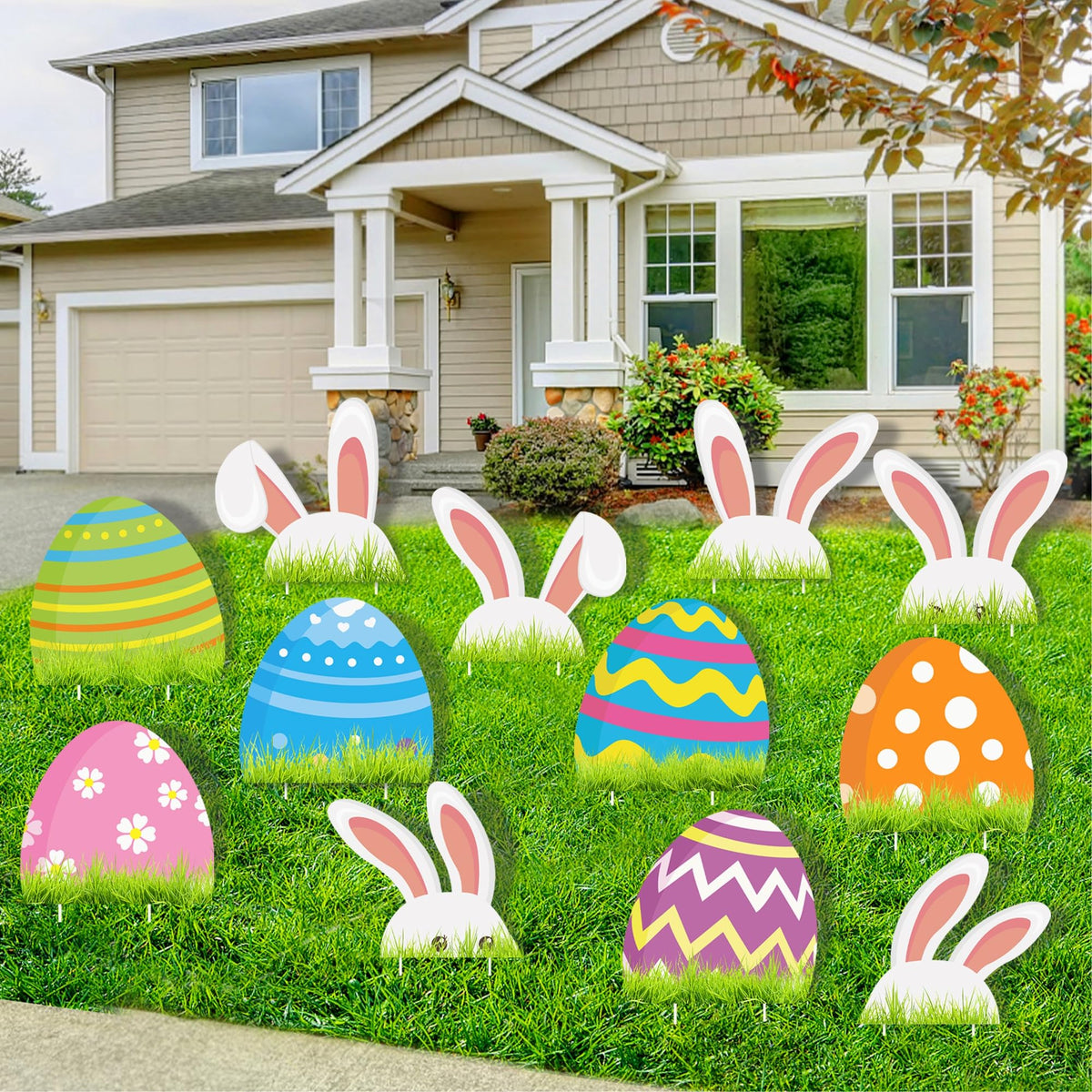 YOYOJOY Easter yard sign with bunny ears boosts curb appeal and festive welcome.