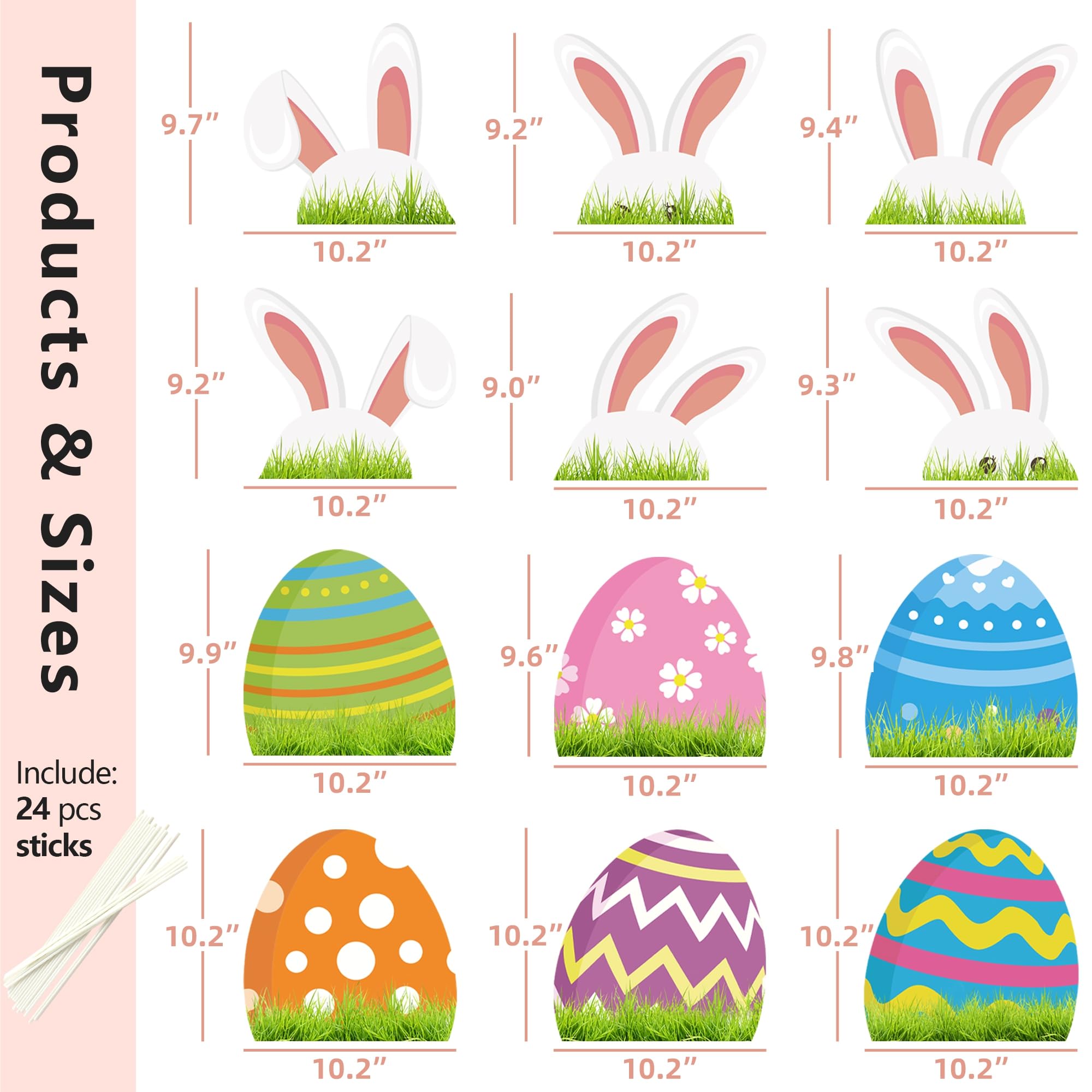 YOYOJOY Easter yard sign features colorful egg patterns for vibrant garden decor.