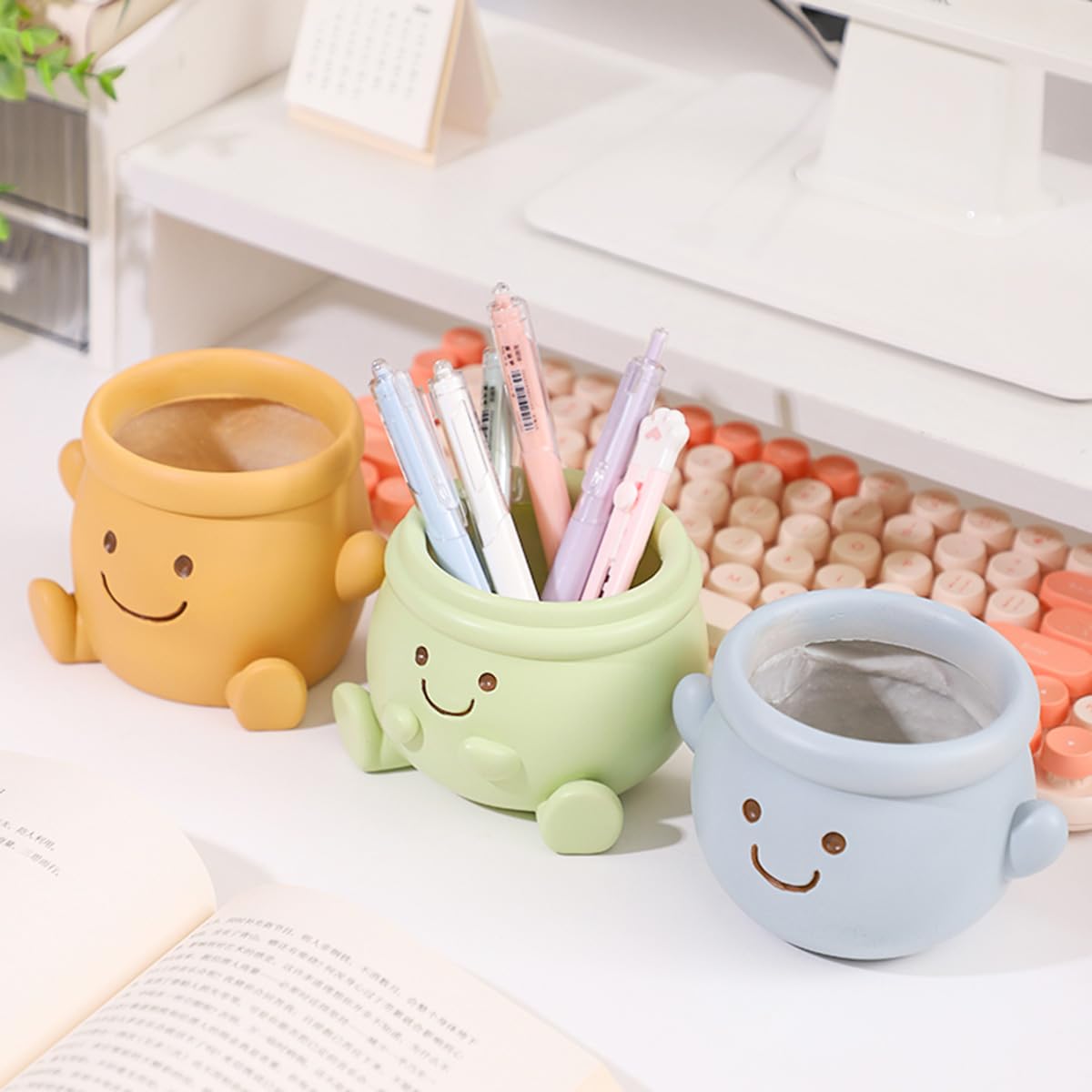 YOYLMAL grey resin planter versatile for small plants and decor