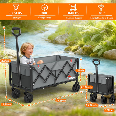 Yozoia 180-liter capacity folded wagon compact storage in trunk