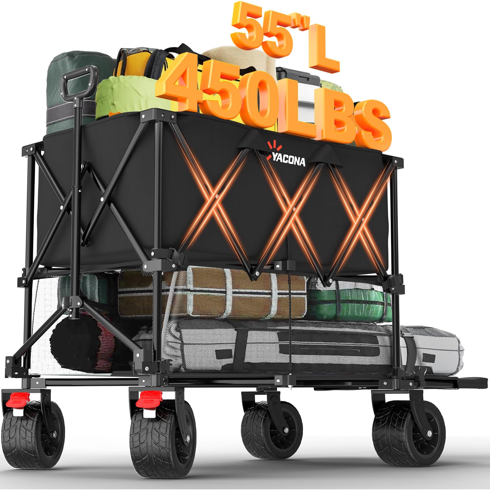 Yozoia 400L large double decker wagon extended for camping and beach trips.