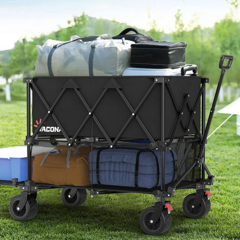 Yozoia double decker wagon folds compactly for car trunk and garage storage.