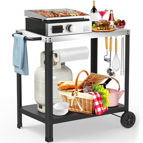 Yozoia double-shelve grill table offering extra outdoor workspace.