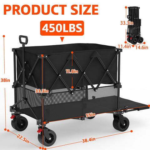 Yozoia heavy duty 450lbs wagon frame provides sturdy support for groceries and gear.