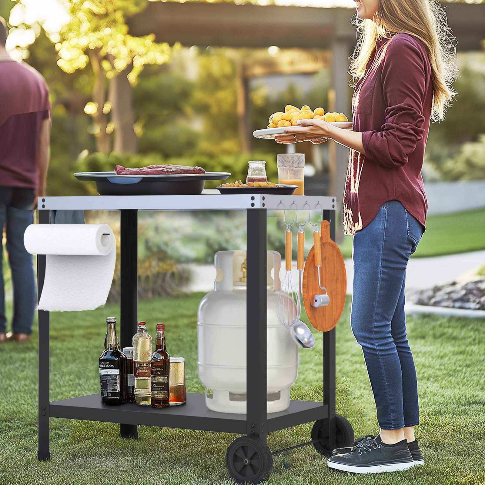 Yozoia versatile grill cart fit as griddle stand or party station.