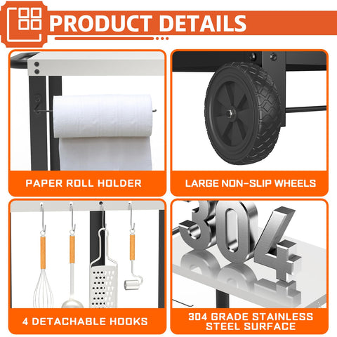 Yozoia stainless steel grill table with waterproof coating for durability.