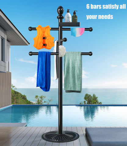 Yozoluck six-bar towel rack for drying multiple towels after swimming.