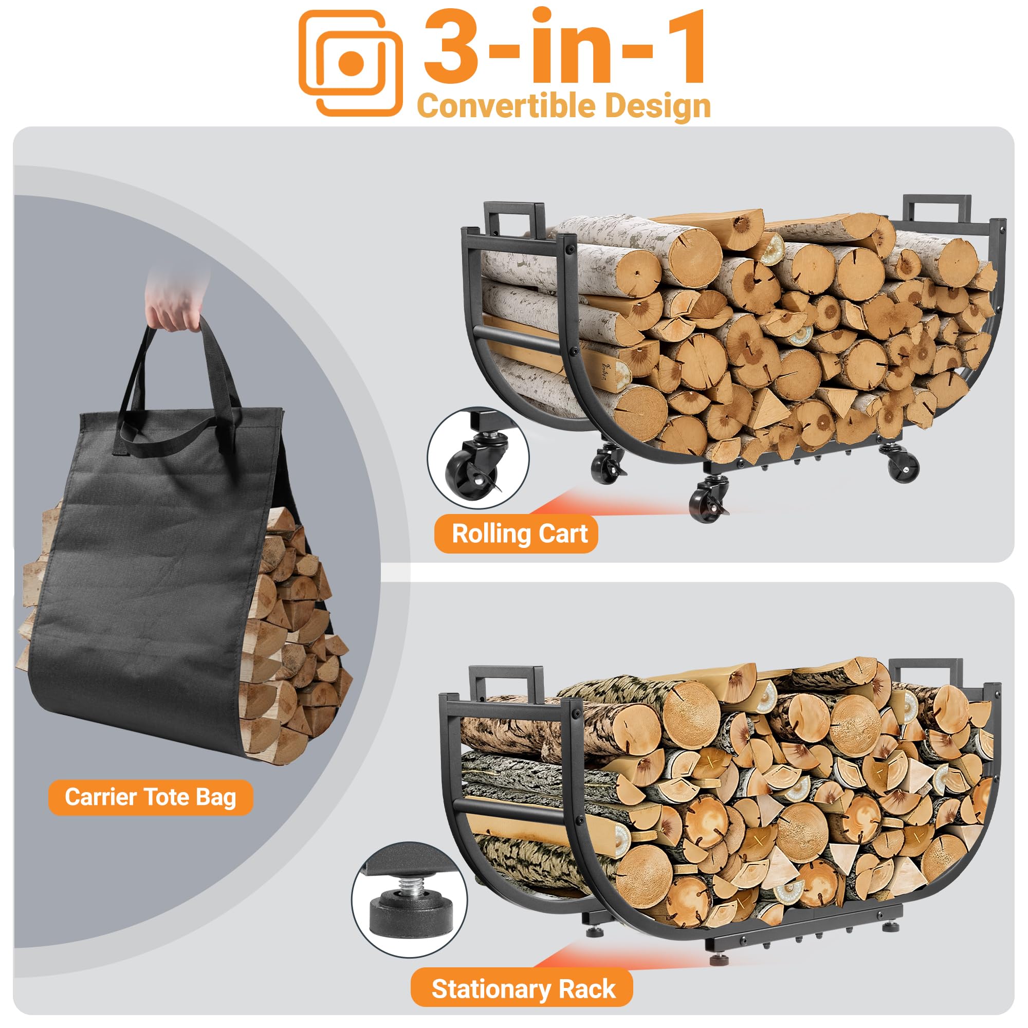 YQBRAO firewood rack airflow design keeps logs off the ground