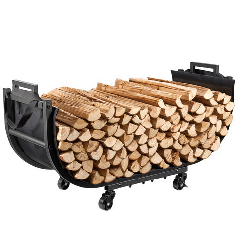 YQBRAO firewood rack outdoor front view; sturdy 32-inch design for organized logs