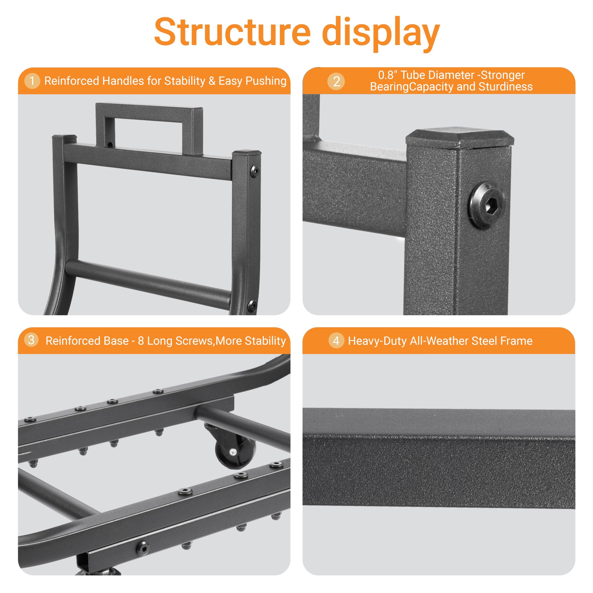 YQBRAO firewood rack tool-free assembly with included hardware