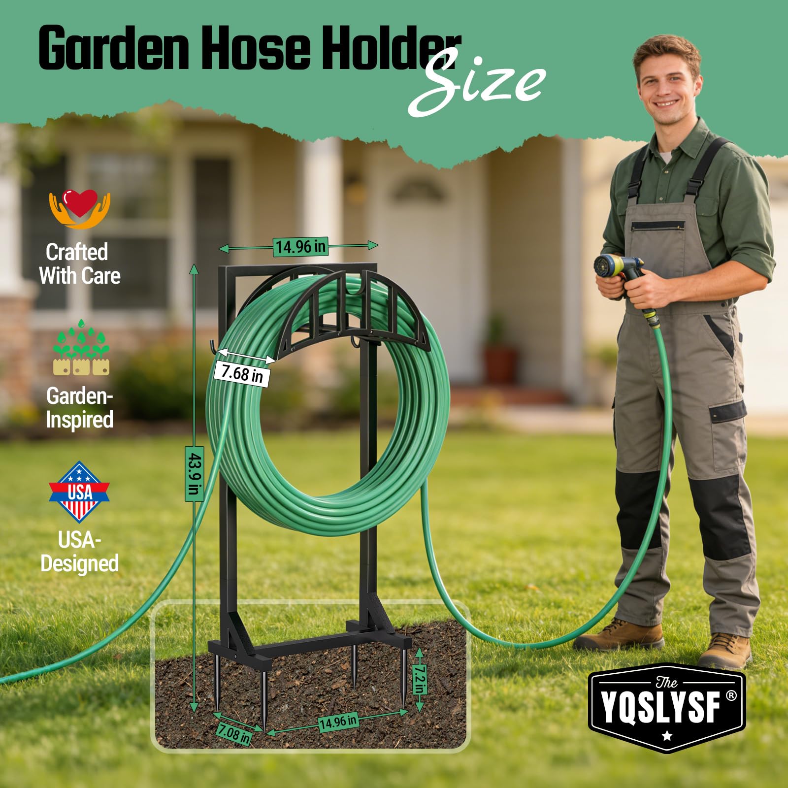 YQSLYSF welded base delivers rock-solid stability on lawns and soft ground