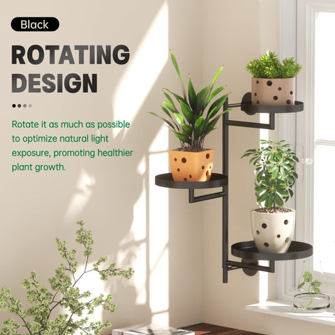 YQSLYSF window rotating plant stand front view highlights 180° rotation for sun exposure