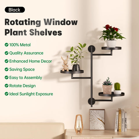 YQSLYSF window rotating plant stand right view displays sturdy metal and rims