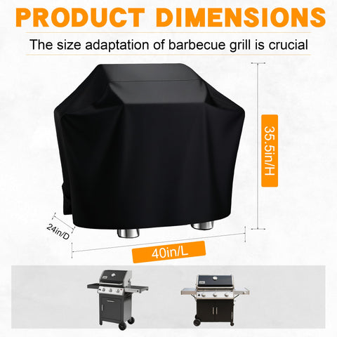 YQSZWJ grill cover 40inch side view shows secure, wind resistant fit for outdoor use.
