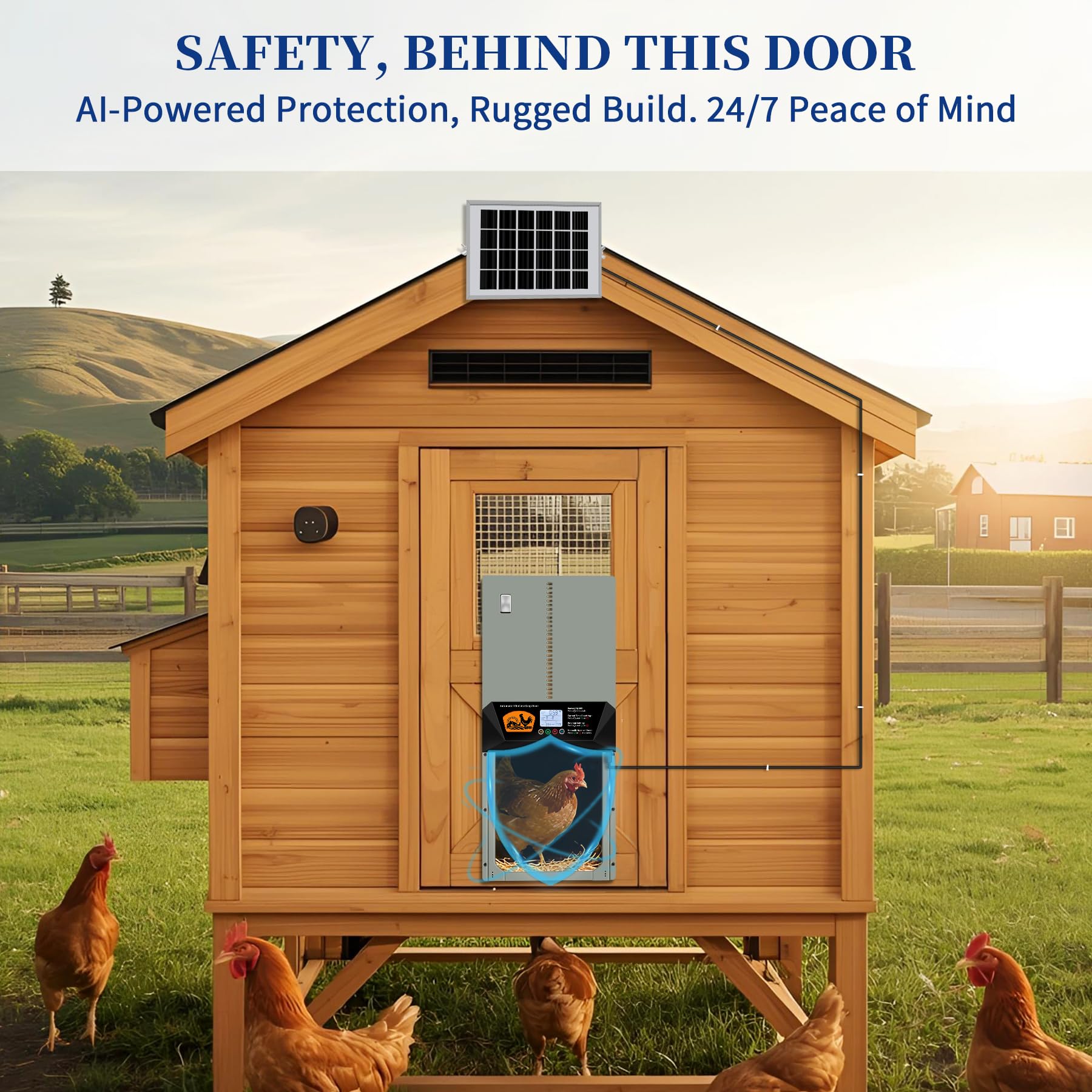 YQuiet 16x12 opening fits chickens, ducks, and larger poultry comfortably