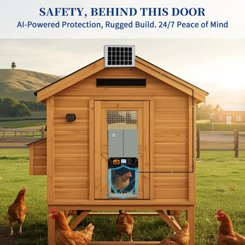 YQuiet 16x12 opening fits chickens, ducks, and larger poultry comfortably