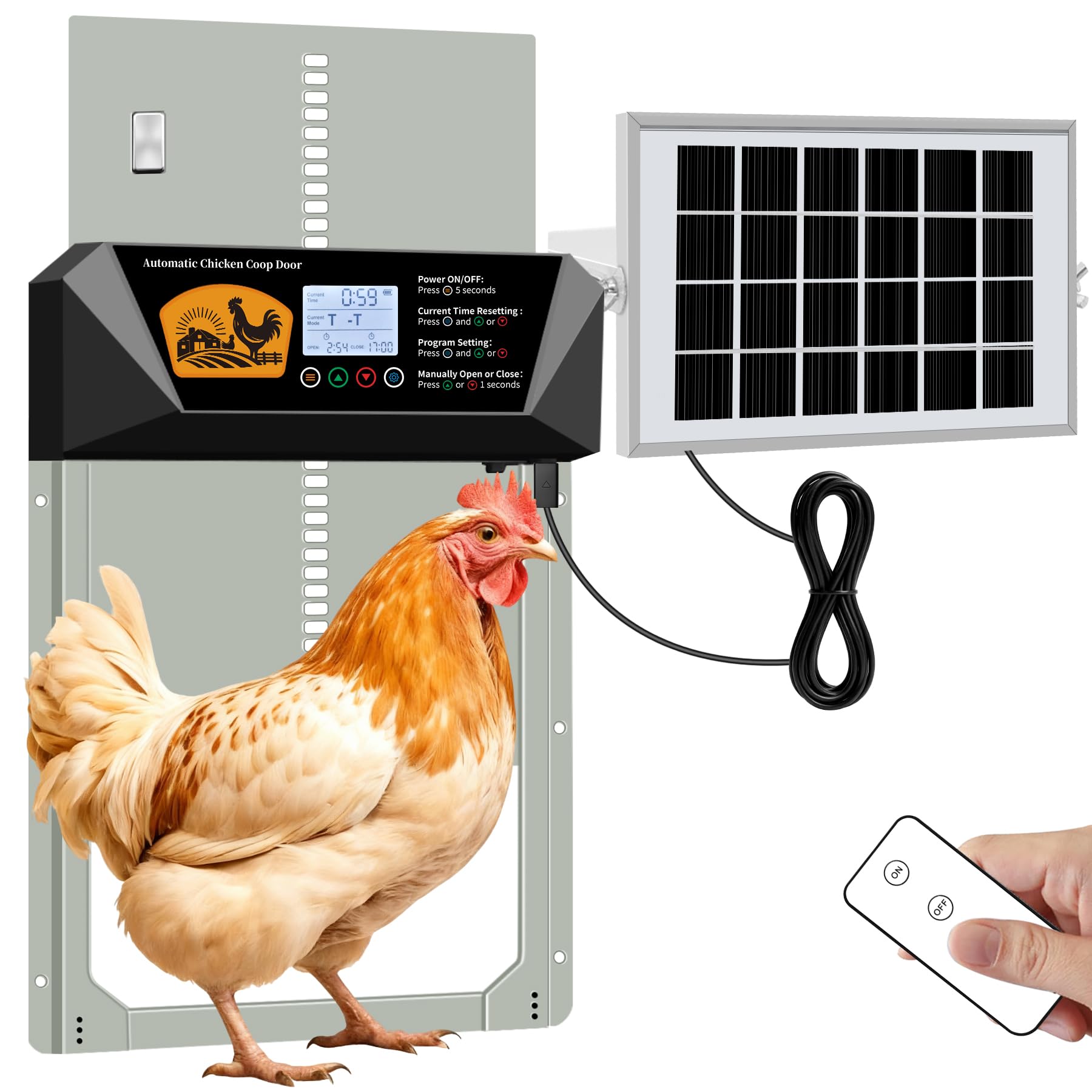 YQuiet coop door solar-powered operation for hands-free poultry access