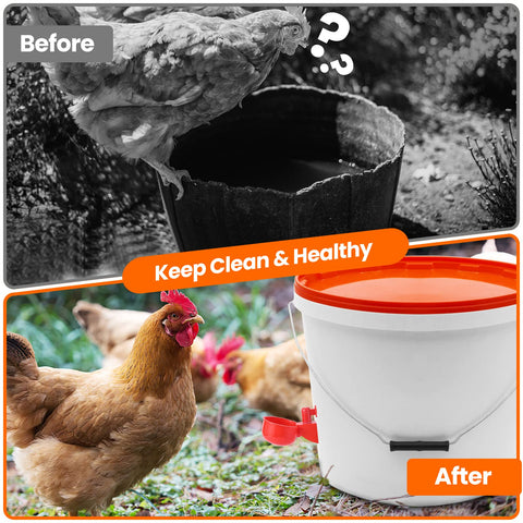 Yrangee cups fit on buckets, troughs, or boxes for clean delivery.