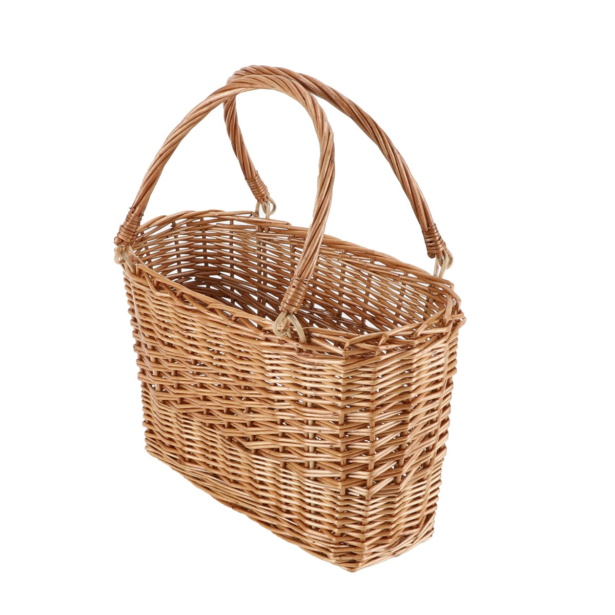 YRLSOTGE natural wicker picnic basket with handle, ideal for easy outdoor meals.