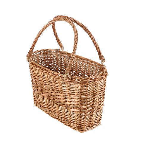 YRLSOTGE natural wicker picnic basket with handle, ideal for easy outdoor meals.